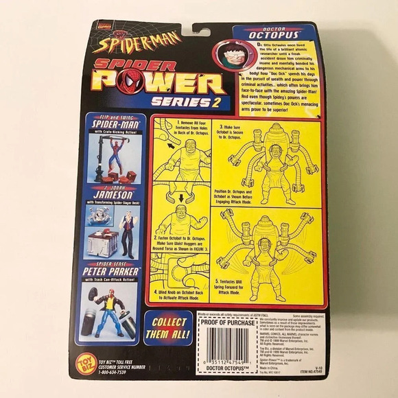 Vintage 1999 Toy Biz Spiderman Spider Power Doctor Octopus Series 2 Bent Card - Picture 9 of 16